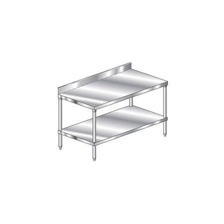 Aero Aero Manufacturing Workbench W/Undershelf, 14 Ga. 304 Series Stainless, 4" Backsplash, 132"Wx24"D 2TSB-24132